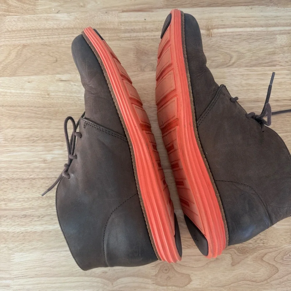 Cole Haan LunarGrand Chukka Boots Men 10.5 Brown Orange Leather C11719 Comfort